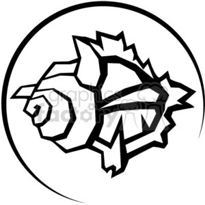 The clipart image shows a stylized shell, possibly that of a snail or a sea creature, within a circular border. The shell has a spiral pattern and spiky protrusions, giving it an edgy and graphic look suitable for vinyl cutting or graphic design purposes.