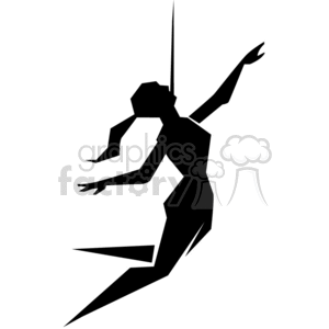 A stylized silhouette of a dancer with geometric, angular lines, showing a dynamic pose.