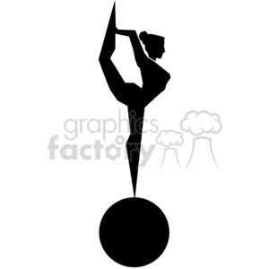 This is a silhouette clipart image of a gymnast performing an acrobatic pose on a ball, depicted in a dynamic and elegant style.