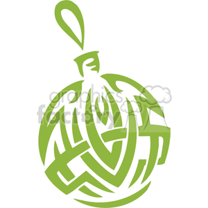 Green ornamental Christmas bauble in a stylized, abstract design ideal for vinyl cutting.