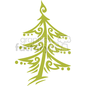 This clipart image features a stylized Christmas tree. The design is simple, with elegant swirls and dot decorations, giving it a festive and decorative appearance.