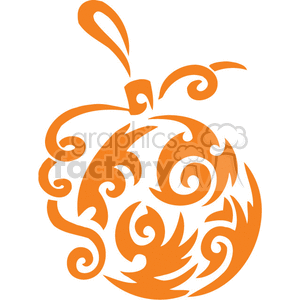 An ornate, decorative orange Christmas bulb with swirling patterns, designed for vinyl cutting and holiday decorations.