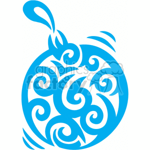 Blue ornamental Christmas bauble design with swirling patterns, suitable for vinyl cutting.