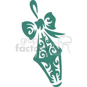 This image features a decorative Christmas stocking clipart design with ornamental swirls and a ribbon, suitable for vinyl cutting.