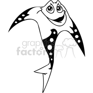 The clipart image displays a stylized, cartoonish manta ray. The manta ray has a smiling face with large, friendly eyes.