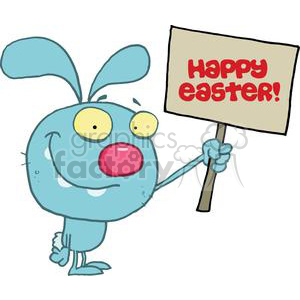 Rascally Rabbit Holds A Happy Easter Sign