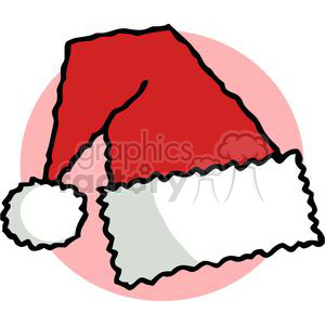 A funny and whimsical Santa hat illustration with a red cap and white fluffy trim.