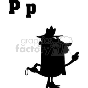 Cartoon Policeman Silhouette with Letter P