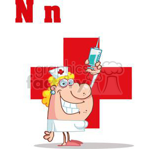 Funny Cartoon Nurse Character with Syringe