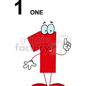 Funny Number One Cartoon Character