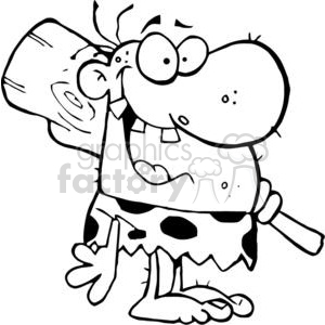 A humorous clipart of a cartoon caveman with exaggerated features, wearing a spotted loincloth and holding a club.