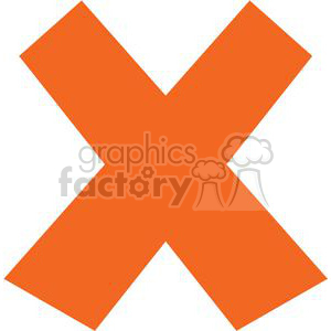 A large, bold orange cross or X symbol on a white background.