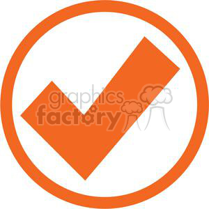 An orange check mark inside a circular border, representing approval, completion, or correctness.