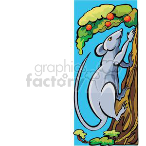 This clipart image illustrates a rat climbing a tree, which is often associated with the Chinese Zodiac sign for the Year of the Rat.