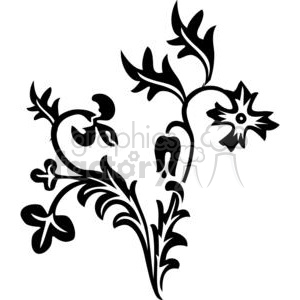 Black and white floral vine design suitable for vinyl-ready projects, featuring organic shapes and intricate details.