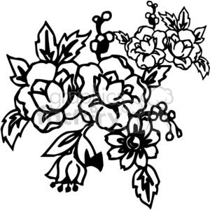 Vector clipart of a floral design featuring stylized flowers and leaves, suitable for vinyl cutting or decorative art.