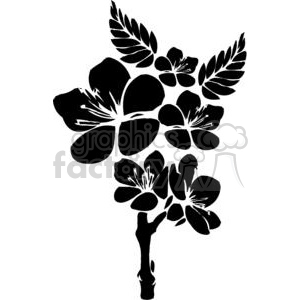 Silhouette of a floral design featuring multiple blooming flowers and leaves, perfect for vinyl cutting and decorative designs.