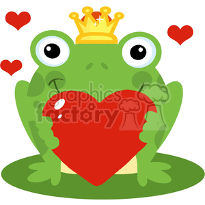 Happy Frog Prince Character Holding A Red Heart