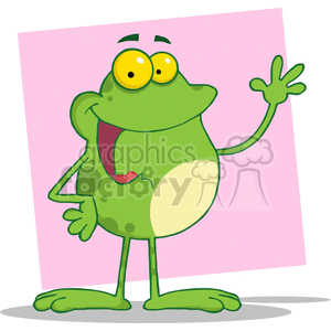 Funny Cartoon Frog Waving
