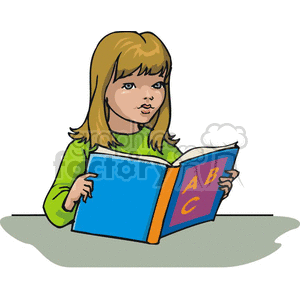 Cartoon student learning her ABC's