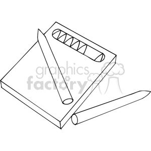 Outline clipart of pencils and a box, suitable for educational materials.