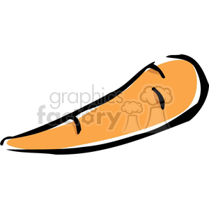 This is a clipart image of an orange carrot with a simple and stylized design, featuring black outlines and minimal details.