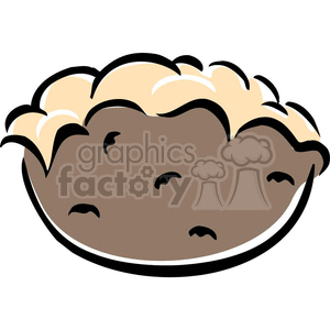 A styalized clipart image of baked potato with cheese on top