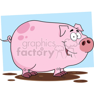 cartoon pig in a mud puddle
