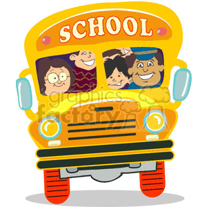 Cheerful School Bus with Kids for Back to School