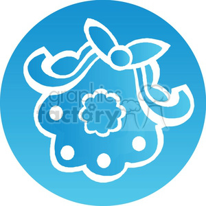 A stylized Christmas wreath clipart with a bow and decorative elements in blue and white.