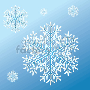 A clipart image featuring various snowflakes on a blue gradient background, representing a winter or Christmas theme.