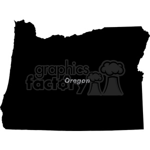 Clipart image of the outline of the state of Oregon with the label 'Oregon'.