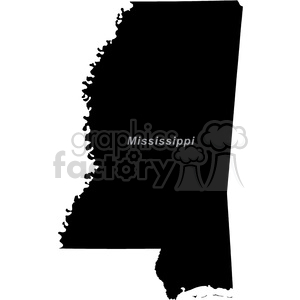 Silhouette outline of the state of Mississippi with the word 'Mississippi' overlaid.