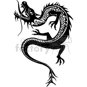 The image is a black and white vector illustration of a Chinese dragon, which appears to be in a style that could be used for vinyl decals, tattoos, or various forms of graphic design artwork.