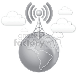 cell tower earth clouds gray scale