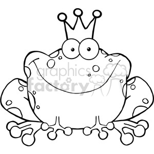The clipart image features a cartoon frog with a comical expression, bug eyes, and a crown on its head. The frog is sitting in a relaxed posture.