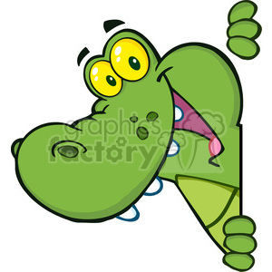 The clipart image shows a cartoon crocodile with a big smile on its face, looking around a blank sign. The sign is positioned in front of the crocodile as if it's waiting for a message or text to be added to it.