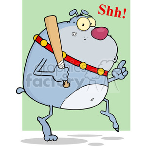 Funny Sneaky Cartoon Dog with Baseball Bat