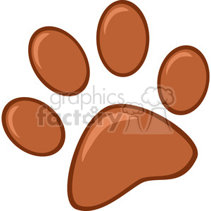 The image shows a simple cartoon-style illustration of an animal paw print. The paw print consists of one large pad and four smaller toe pads, all depicted in a stylized and friendly manner, typically seen in a comical or children's illustration context.