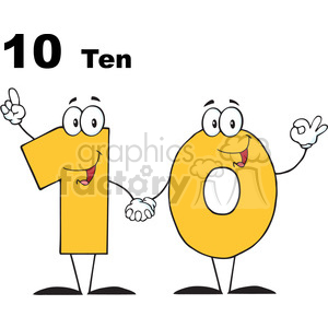 12839 RF Clipart Illustration Number Ten Cartoon Character