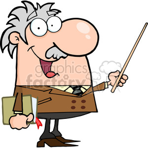 12829 RF Clipart Illustration Professor Holding A Pointer