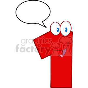 Funny Cartoon Number One Character with Speech Bubble