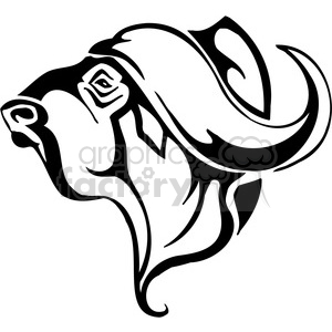 The clipart image shows a stylized outline of an ox or bull's head with large horns. The design is bold and features high contrast, intended for uses such as vinyl cutting, tattoos, or graphic design elements that require a clear, simplified representation of the animal.