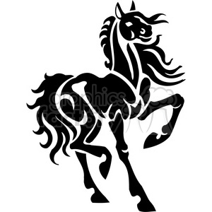 Silhouette clipart of a prancing horse with a flowing mane