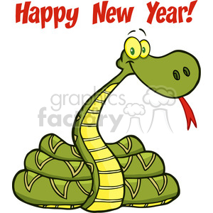 Funny Snake Cartoon Wishing Happy New Year