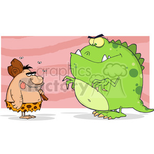 Funny Caveman and Dinosaur Encounter - Stone Age Cartoon