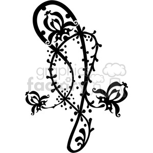 A black and white ornate floral design with intricate patterns and decorative elements.
