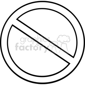 The image appears to be a simple line drawing of a prohibitory or no symbol, which is often used to indicate a prohibition, such as no smoking, no entry, no parking, etc. It features a circle with a diagonal line through it.