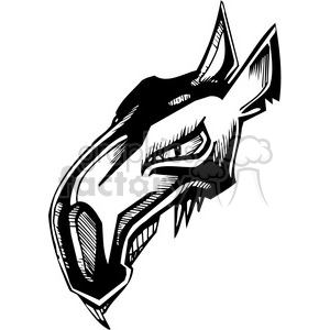 The clipart image shows a stylized, aggressive-looking rat head. The design is bold and graphic, making use of strong black and white contrast, suitable for vinyl applications or as a tattoo design. Key elements include sharp teeth, fierce eyes, and pointed ears which are characteristic of a wild rodent.
