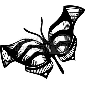 The image is a black and white clipart of a stylized butterfly suitable for vinyl cutting or as a tattoo design. It features bold lines and abstract shapes that make up the butterfly's wings and body, characterized by a tribal or artistic design suitable for various applications such as decals, logos, or body art.